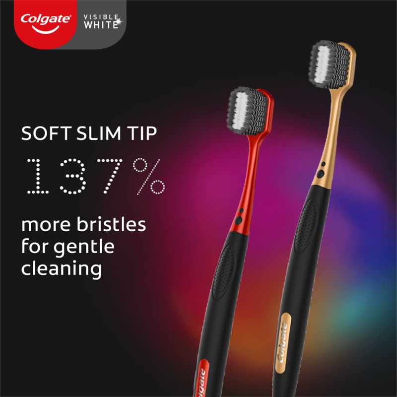 Colgate Visible White O2 Manual Toothbrush for Adults- 2 Pcs,
