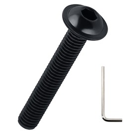 M5-0.8 x 45mm Flanged Button Head Socket Cap Screws (50 pcs), 304 Stainless Steel 18/8, Black Oxide Coated, Allen Hex Drive, Fayeploo (with hex Wrench)
