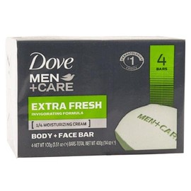 Dove Men+Care Extra Fresh 1/4 moisturizing Cream Body+Face Bar 100g+400g 4 bars(pack of 4)