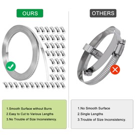 Hose Clamps, DIY 100 FT Metal Strap + 40 Fasteners, Hose Clamps Stainless Steel, Large Adjustable Hose Clamp Pipe Clamp for Pipe Automotive Mechanical Applications