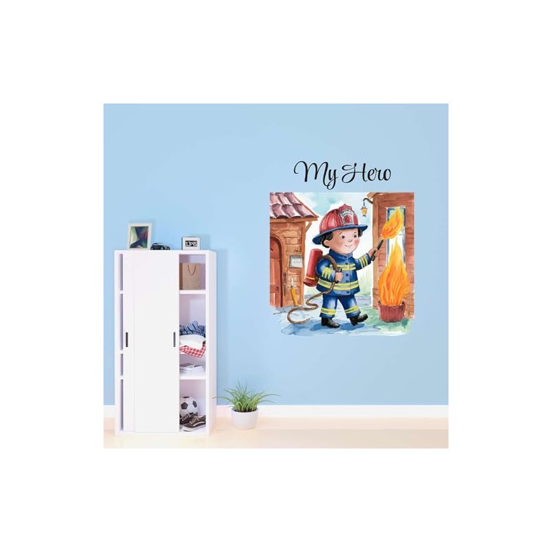 My Hero Inspiring Fearless Brave Fire Fighters Home Wall Art