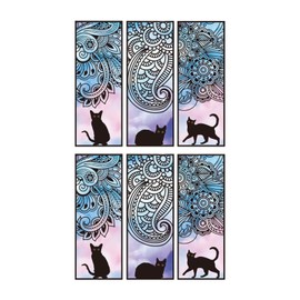 WIICOYK Bookmark, Bookmark, Bookmark, Bookmark, Stylish, Stained Glass Style, Cat Characters, 6 Pieces, Black Type, Bookmark, Bookmark, Bookmark, Bookmark, Bookmark, Bookmark, Bookmark, Bookmark,