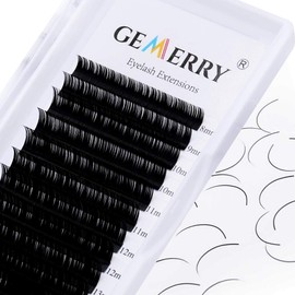Gemerry Single Eyelash Extension Classic Thickness 0.07/0.15/0.18/0.20 mm C/D Curl, Individual Eyelashes, Natural, 8-25 mm