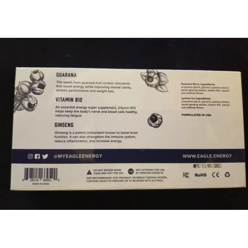 Eagle Energy 2 Pack natural energy supplement inhaler Berry Lychee