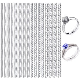 WUDQIJI 指輪 サイズ調整 指輪 サイズ調節 16本セット リングアジャスター リングストッパー リングサイズ調整用 指輪サイズ調節用 ring adjuster 透明 目立たない 回転防止 着脱簡単 リング保護 滑り防止 脱落防止 (透き通る)