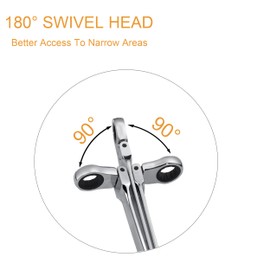 cSeao 7mm Flex-Head Ratcheting Combination Wrench 72-Teeth, Cr-V Constructed, Chrome Plating