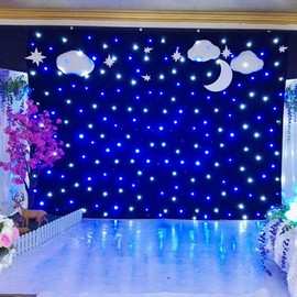 Gdrasuya10 WLED Star Curtain Drape Stage Starlit Backdrop Background Screen for Wedding Christmas Party Club Show DMX w/Controller (4x4m)