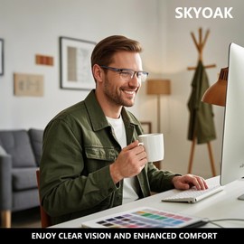 SKYOAK 2 Pack Mens Premium Bifocal Reading Glasses, TR90 Temples Blue Light Blocking Near/Far Dual-use Computer Readers Anti UV/Eye Strain Quality Half Frame Eyeglasses for Men, 1.75x