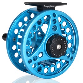 Sougayilang Fly Fishing Reel, Die Cast Aluminum Fly Reel, 5/6, 7/8, Weight Saltwater Fly Reels-Blue- 7/8