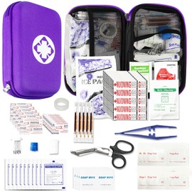 274PCS Compact First Aid Kits for Home Businesses Urgent Essential First Aid Kit Travel Size Car Emergency Supplies Kit for Hiking Boating Skating, Purple Monoki