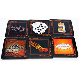 Las Vegas Casino Themed Square Coasters - Perfect for Your Party - Set of 6