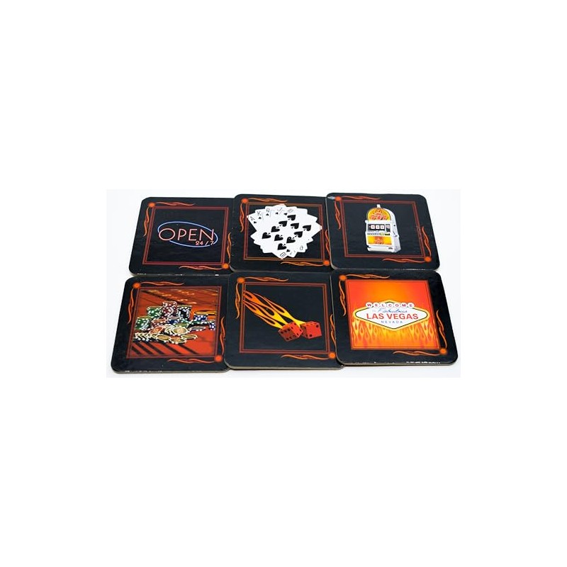 Las Vegas Casino Themed Square Coasters - Perfect for Your