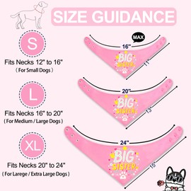 Big Sister Dog Bandana with Snap Button - Pink Silky Satin Pet Scarf, Baby Announcement Accessories for Dogs, Gender Reveal Photo Prop, Stylish Pet Gift (X-Large)
