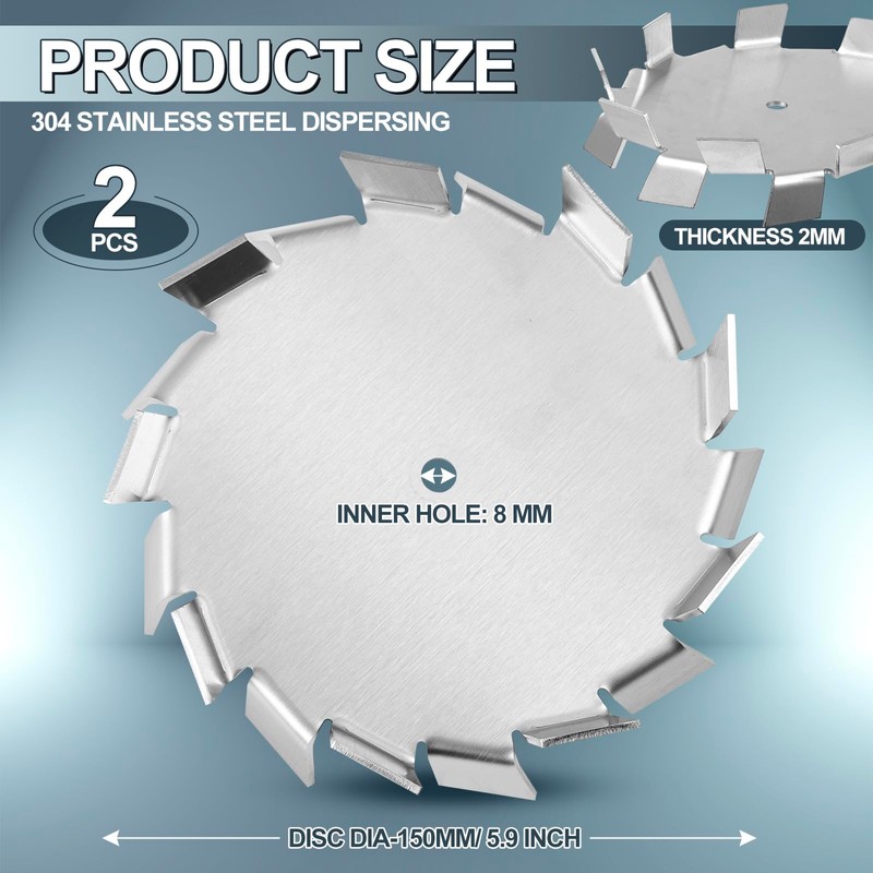 Silkfly 2 Pcs 304 Stainless Steel Dispersing Disc, Dia 150mm/5.9"