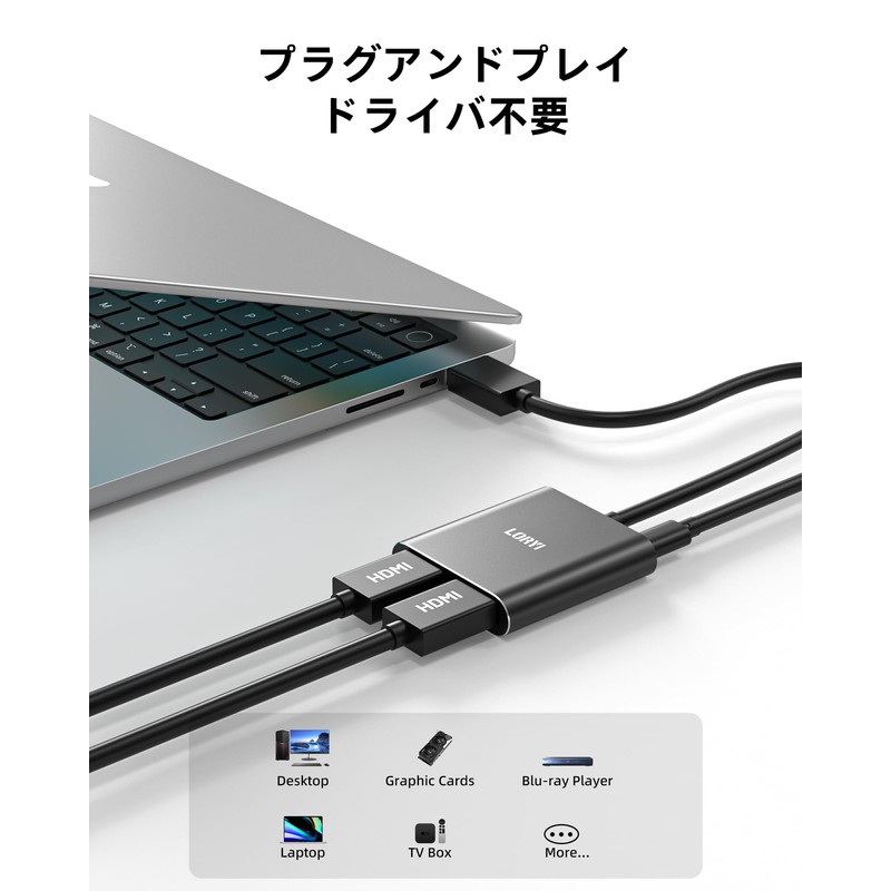 DisplayPort to Dual HDMI Adapter 4K@60Hz Multi-Monitor Splitter Splitter Dual