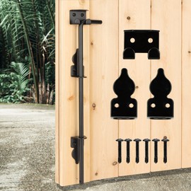 DJSUNPACKING 18" Heavy Duty Cane Bolt Gate Drop Rod-Steel Gate Ground Latch Designed for Wood Metal Vinyl Gates or Double Doors Fence Applications