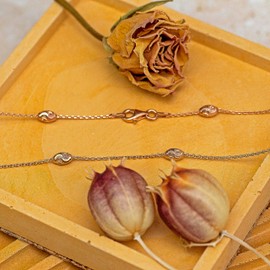 Tuscany Silver Rose Gold Plated Diamond Cut Ball and Trace 18-inch Chain of 46 cm