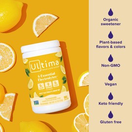 Ultima Replenisher Daily Electrolyte Powder Drink Mix – Sugar Free – Lemonade, 90 Servings – Hydration Powder with 6 Key Electrolytes and Trace Minerals – Keto Friendly, Vegan, Non-GMO