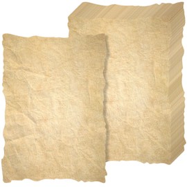 Harloon 100 Sheets Vintage Old Looking Cotton Watercolor Paper Cardstock Blank 200 Gsm Thick Antiqued Deckle Edge Virgin Paper for Drawing Writing Printing Invitations Greeting(Oatmeal,4 * 6 Inch)