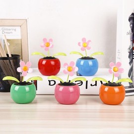 Pink Flower Solar Powered Dancing Solar Dancing in Colorful Shape Flip Flap Animated Bobblehead Dancer Window Sun Catcher Car Dashboard Decor Solar Power Kits