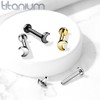 PiercedOff Titanium Gold Tone PVD Labret with Internally Threaded Crescent