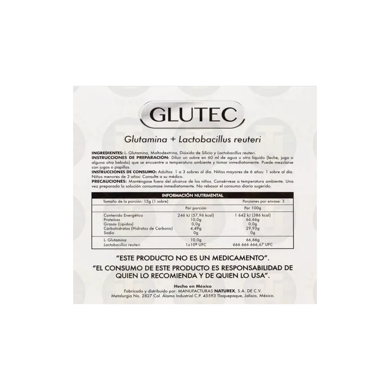Glutec Glutamina Lactobacillus Reuteri Sobres 15g