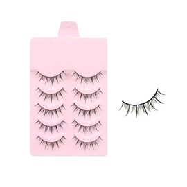 Derpilo False Eyelashes, 5 Pairs for Upper Eyelashes, Natural Volume, Black Natural Core, Soft Core, Ultra Lightweight, Handmade, Reusable, Actress Eyelashes, Cosplay Makeup