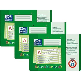 3x Oxford 311401600/100050089 Schreiblernhefte DIN A4 quer SL, 90 g/qm
