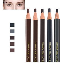Eyebrow Pencil Professional Pencil Set, Brown, Dark Brown, Light Brown, Black, Grey, Removable, Waterproof (Pack of 5)