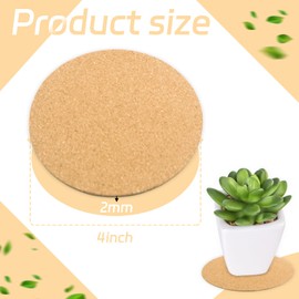 30 Pcs Self Adhesive Cork Sheets,4 x 4 inch Cork Coaster Round for Backing Cork Tiles,2mm Cork Coasters Cork Board for DIY Crafts Supplies