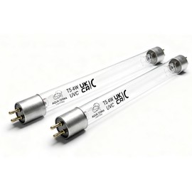 Aqua-Terra Lighting Tubo di ricambio UVC T5 da 4 W, confezione da 2, lampadine UV da 150 mm, lampada germicida a 2 pin a doppia estremità per filtro laghetto e purificatore UV, controllo acqua