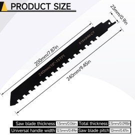 Jigsaw Blade 240 mm, Carbide Reciprocating Saw Blade for Wood, Concrete, Aerated Concrete, Brick Saw, Jigsaw Compatible with Bosch, Dewalt, Makita, Durable & Precise