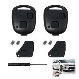 Car Key Fob Case Replacement 2 Pack Compatible with Toyota Yaris Corolla Avensis RAV4 Camry Celica Echo Prado 2 Button Key Fob Cover Shell Repair Kit Car Remote Control with Rubber Pad
