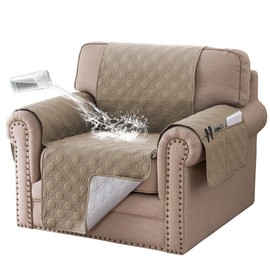 BellaHills Armchair Covers 100% Waterproof Sofa Cover Non-Slip Sofa Slipcovers Couch Covers Washable with Elastic Strap Sofa Protectors from Pets Seat Width 22"(1 Seater, Taupe)