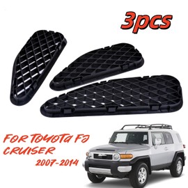 Prefer Warehouse 3Pcs Black Air Cowl Grille Flow Heater Duct Hole Cover Compatible with Toyota FJ Cruiser 2007-2014 Replace 5579135010, 5579235010, 5579635010