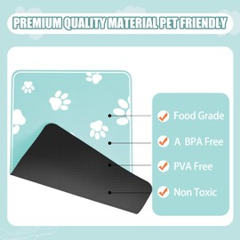 JUCFHY Pet Feeding Mat Absorbent Dog Food Mat No Stains Waterproof Dog Mat for Food and Water, Easy Clean Dog Bowl Mat Puppy Supplies Dog Accessories & Products, Teal, 24''×16''