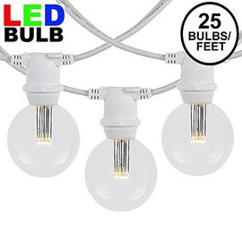 Novelty Lights G50 LED Outdoor Globe String Lights â Outdoor Patio Party Pergola Garden Backyard Light Set â Heavy Duty Market CafÃ© Commercial Grade White Wire â Warm White Bulb - 25 Feet