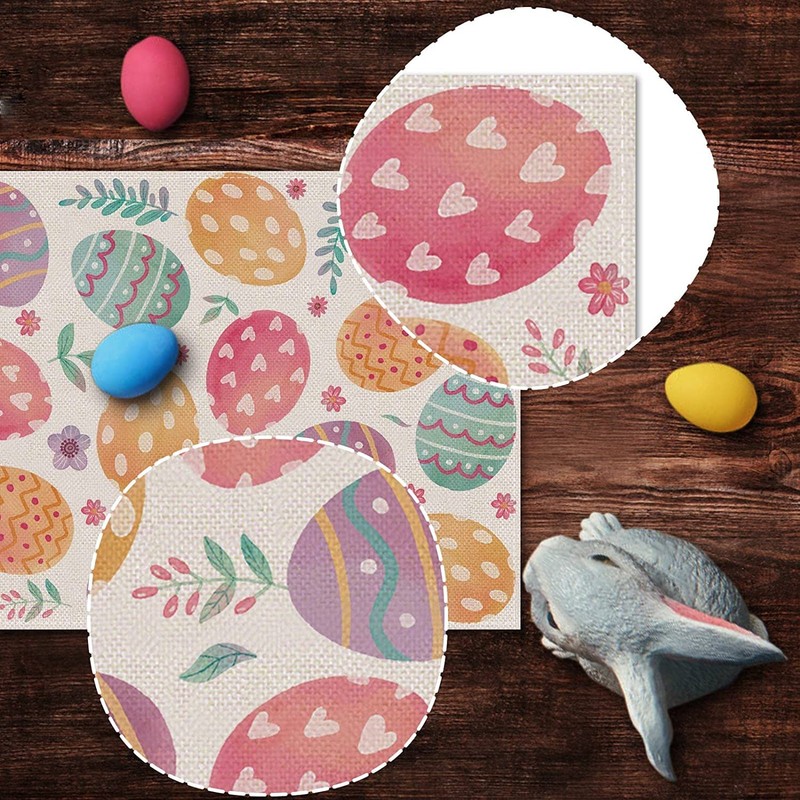 Nepnuser Linen Happy Easter Table Runner 90 inches Long Spring