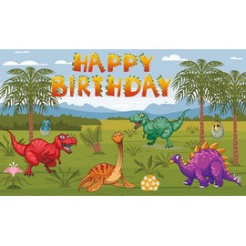 Costume Bay Happy Birthday Backdrop Banner 180 * 110 cm Large Background Cloth Photo Party Large Decoration Sign for Birthday Party (Dinosaur Birthday Banner, ONE)