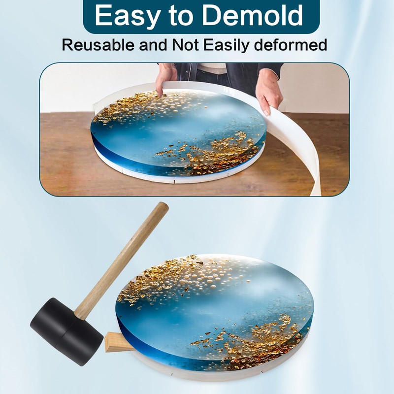 Large Epoxy Resin Table Molds,16" Reusable Deep Round Detachable Molds