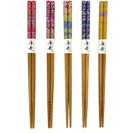 JapanBargain 3648, Bamboo Chopsticks Set Reusable Japanese Chinese Korean Wood Chop Sticks Hair Sticks, Dishwasher Safe, 9-inch, 5 Pair Gift Set, 10-Pack