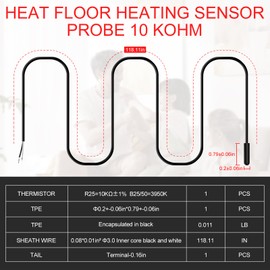 Thermal Underfloor Heating Sensor Probe Suitable for Most Heating Installations Heat Floor Heating Sensor Probe 10k ohm