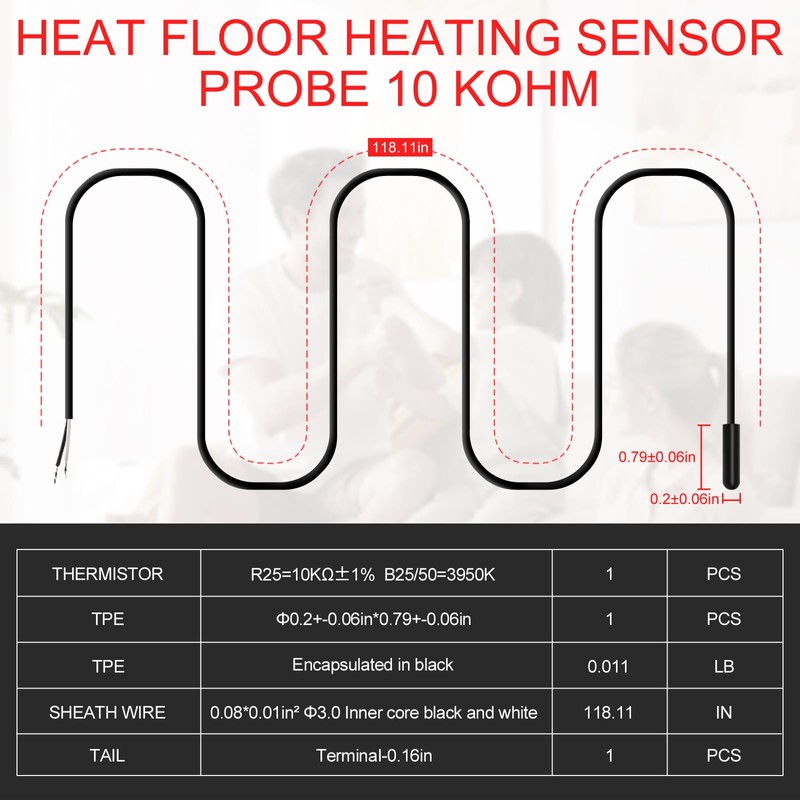 Thermal Underfloor Heating Sensor Probe Suitable for Most Heating Installations