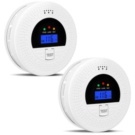 2-Pack, Smoke Alarm and Carbon Monoxide Detector, Carbon Monoxide and Smoke Detectors with LCD Display, Battery Powered, Easy to Install