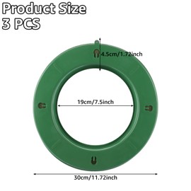 AKOLAFE Pack of 3 Floral Foam Wreath, 30 cm, for Flowers, Green, Floral Foam for Fresh Flowers, Round Flower Foam for Crafts for Weddings, Birthdays, Garden, Home