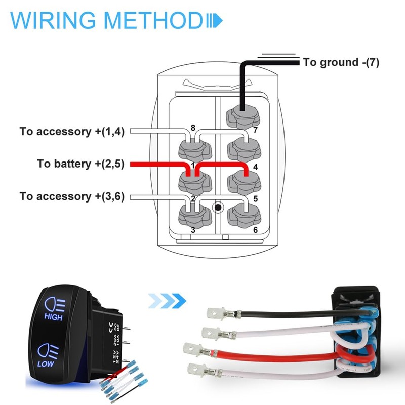 HOKAAER Arrows Momentary Rocker Switch Toggle (On)-Off-(On) 12V/20A 24V/10A Waterproof