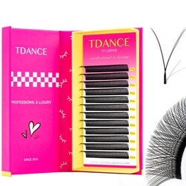 TDANCE YY Lash Extensions Premade Volume Eyelash Fans YY Lashes Matte Black W Lashes Extensions(YY-C-0.05,8-15 mm)