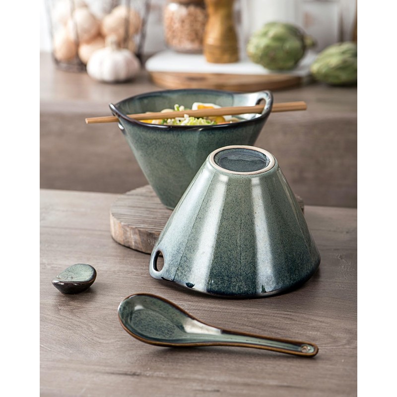 UNICASA Japanese Ramen Bowl Set with Chopsticks, Spoons and Rests,