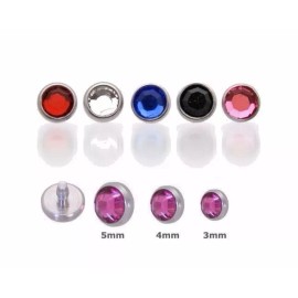 Body Jewelry 3 PCS LOT 14G 3MM INTERNALLY THREADED STEEL CLEAR FLAT CZ GEM DERMAL ANCHOR TOPS