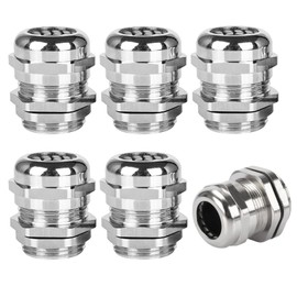Pack of 6 PG13.5 Cable Glands, IP68 Waterproof Cable Glands, Nickel-Plated Cable Connectors, Cable Connectors, 20.4 mm Male Thread, Dustproof Cable Guide for 6-12 mm Cable Connection